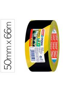 Cinta adhesiva tesa de seguridad amarilla y negra polipropileno 66 mt x 50 mm