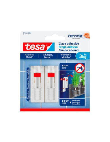 Clavo autoadhesivo tesa ajustable para azulejos sujecion hasta 3 kg