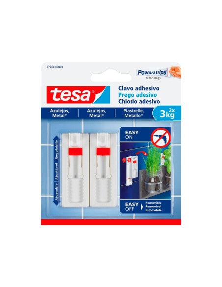 Clavo autoadhesivo tesa ajustable para azulejos sujecion hasta 3 kg
