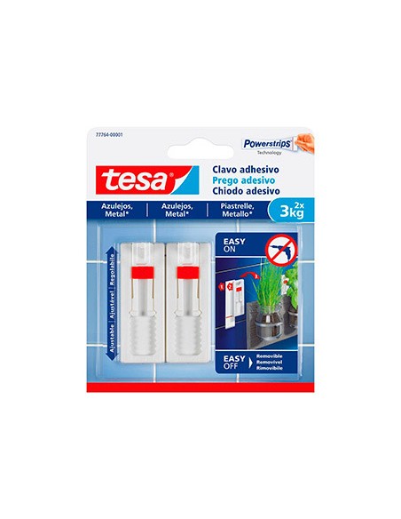 Clavo autoadhesivo tesa ajustable para azulejos sujecion hasta 3 kg