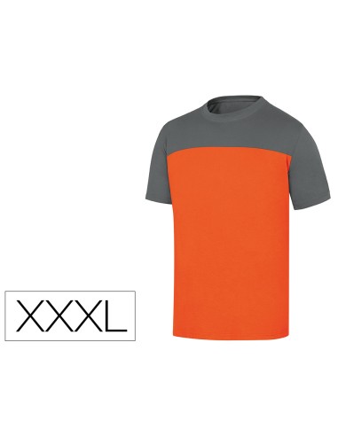 Camiseta de algodon deltaplus color gris naranja talla 3xl