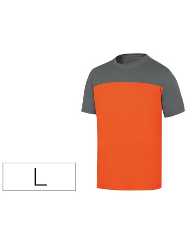 Camiseta de algodon deltaplus color gris naranja talla l