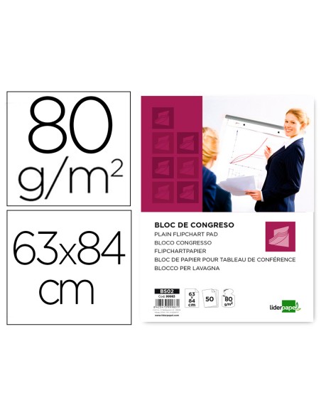 Bloc congreso liderpapel liso 630x840 mm 50 hojas 80g m2