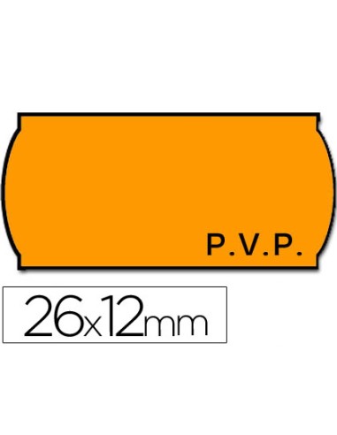 Etiquetas meto onduladas 26x12 mm pvp naranja fluor adh2 rollo 1500 etiquetas