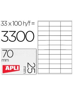 Etiqueta adhesiva apli 1270 tamano 70x25 mm fotocopiadora laser ink jet caja con 100 hojas din a4
