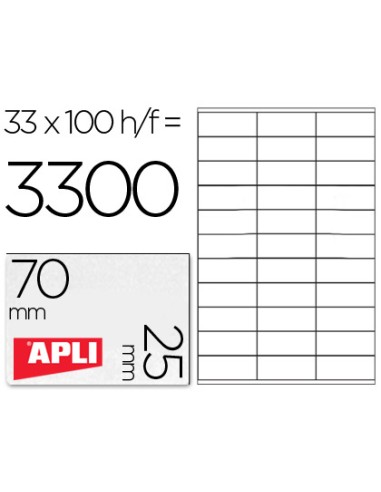 Etiqueta adhesiva apli 1270 tamano 70x25 mm fotocopiadora laser ink jet caja con 100 hojas din a4