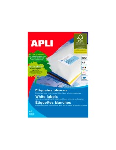 Etiquetas adhesivas apli 01282 tamano 485x169 mm para fotocopiadora laser ink jet caja de 100h dina4 6800 etiqu