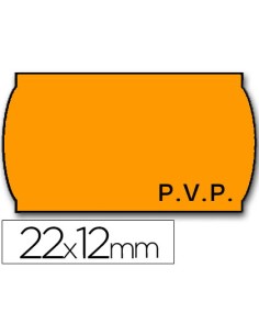 Etiquetas meto onduladas 22x12 mm pvp naranja fluor removible rollo 1500 etiquetas