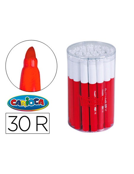 Rotulador carioca jumbo rojo punta gruesa bote de 30 unidades
