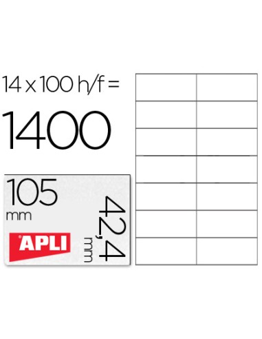 Etiqueta adhesiva apli 1277 tamano 105x424 mm fotocopiadora laser e inkjet caja con 1400 etiquetas