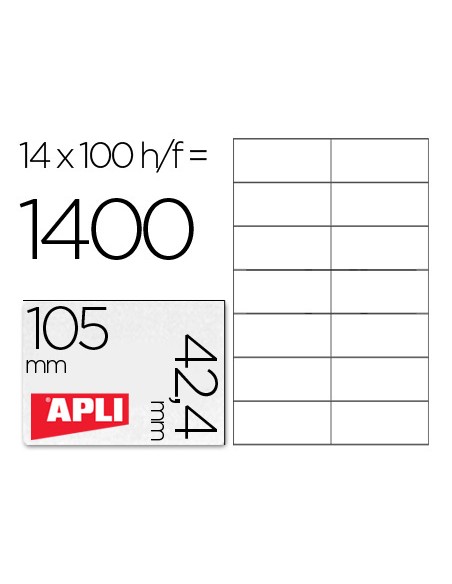 Etiqueta adhesiva apli 1277 tamano 105x424 mm fotocopiadora laser e inkjet caja con 1400 etiquetas