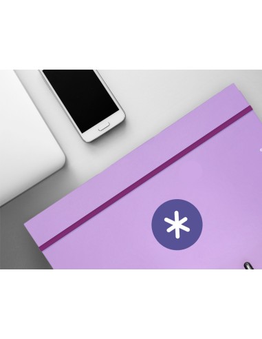 Carpeta con recambio antartik a4 cuadro 5mm forrada 4 anillas 25mm redondas color lavanda