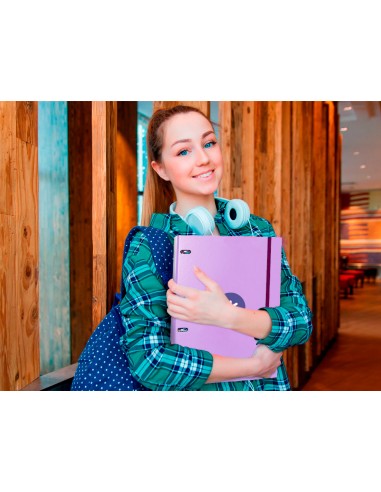 Carpeta con recambio antartik a4 cuadro 5mm forrada 4 anillas 25mm redondas color lavanda