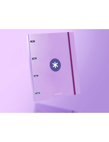 Carpeta con recambio antartik a4 cuadro 5mm forrada 4 anillas 25mm redondas color lavanda