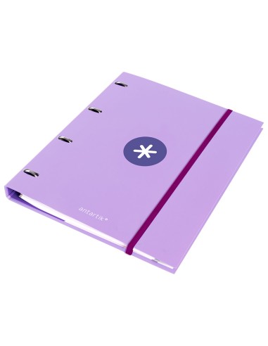 Carpeta con recambio antartik a4 cuadro 5mm forrada 4 anillas 25mm redondas color lavanda