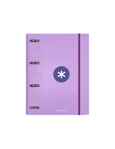 Carpeta con recambio antartik a4 cuadro 5mm forrada 4 anillas 25mm redondas color lavanda