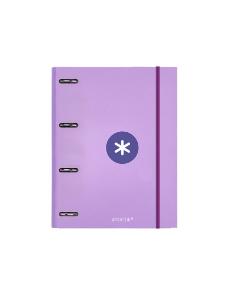 Carpeta con recambio antartik a4 cuadro 5mm forrada 4 anillas 25mm redondas color lavanda