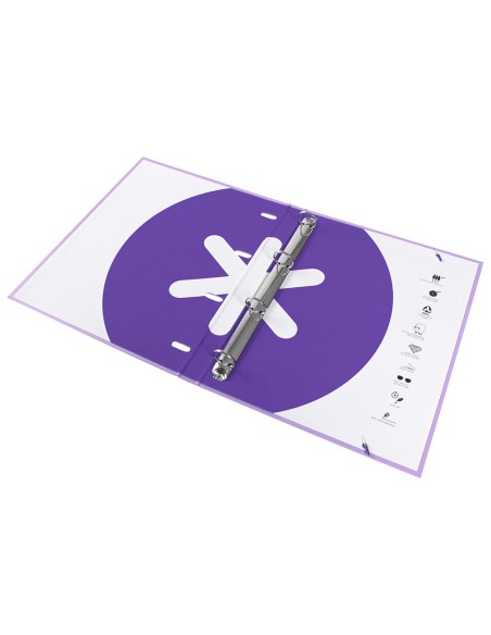 Carpeta con recambio antartik a4 cuadro 5mm forrada 4 anillas 25mm redondas color lavanda