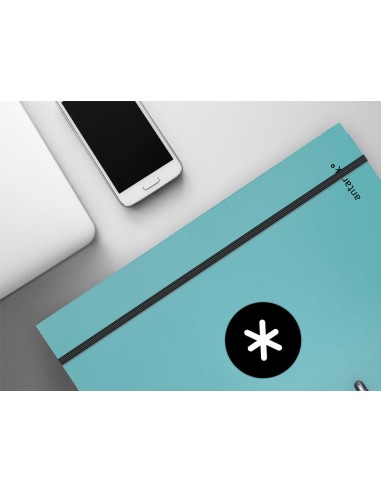 Carpeta con recambio antartik a4 cuadro 5mm forrada 4 anillas 25mm redondas color menta