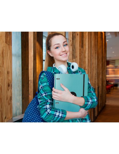 Carpeta con recambio antartik a4 cuadro 5mm forrada 4 anillas 25mm redondas color menta