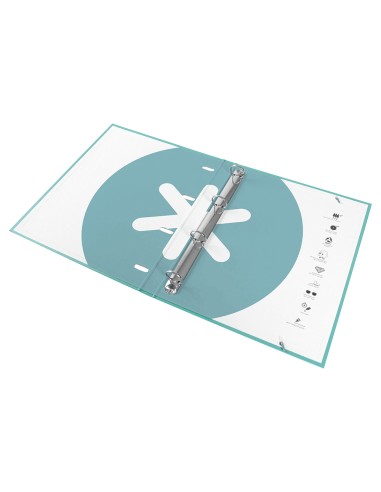 Carpeta con recambio antartik a4 cuadro 5mm forrada 4 anillas 25mm redondas color menta