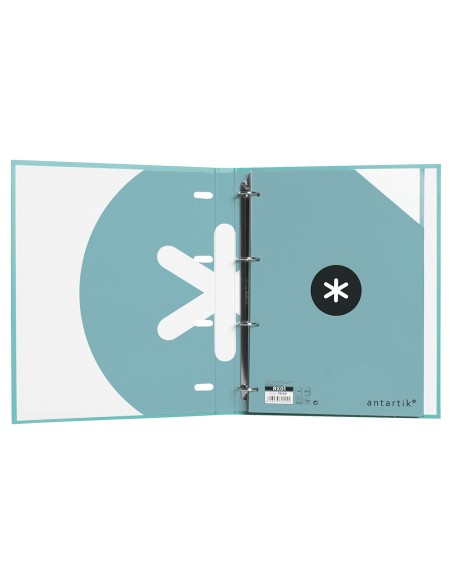 Carpeta con recambio antartik a4 cuadro 5mm forrada 4 anillas 25mm redondas color menta