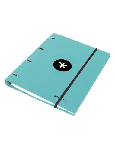 Carpeta con recambio antartik a4 cuadro 5mm forrada 4 anillas 25mm redondas color menta