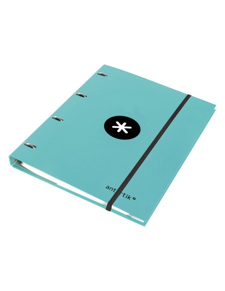 Carpeta con recambio antartik a4 cuadro 5mm forrada 4 anillas 25mm redondas color menta
