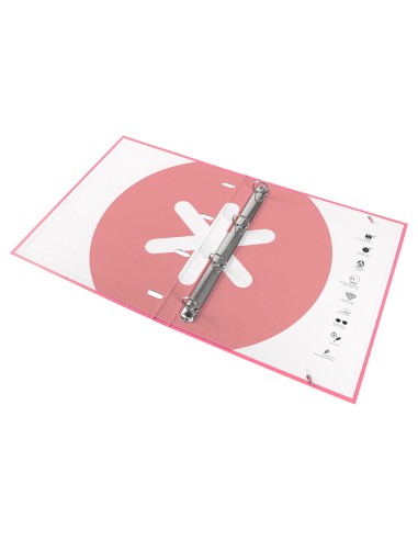 Carpeta con recambio antartik a4 cuadro 5mm forrada 4 anillas 25mm redondas color coral