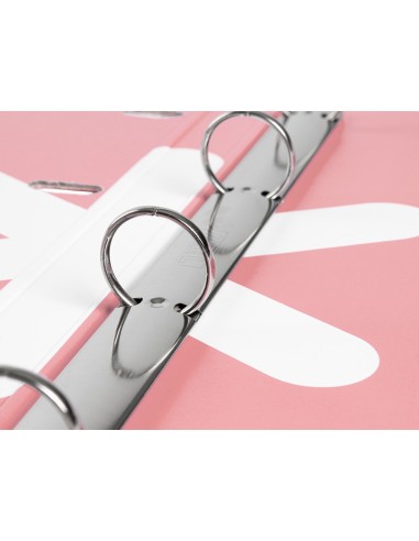 Carpeta con recambio antartik a4 cuadro 5mm forrada 4 anillas 25mm redondas color coral