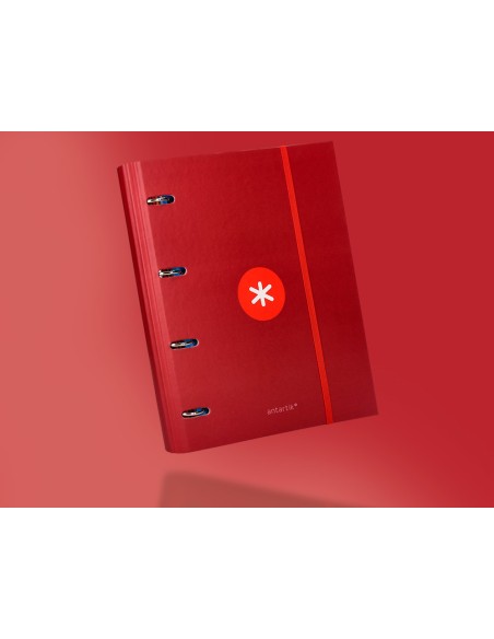 Carpeta con recambio antartik a4 cuadro 5mm forrada 4 anillas 40mm redondas color frambuesa