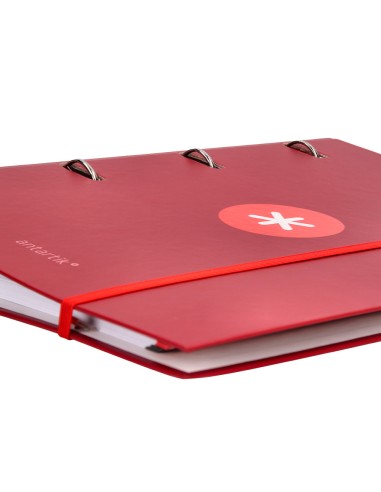 Carpeta con recambio antartik a4 cuadro 5mm forrada 4 anillas 40mm redondas color frambuesa