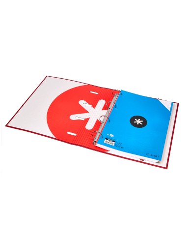 Carpeta con recambio antartik a4 cuadro 5mm forrada 4 anillas 40mm redondas color frambuesa
