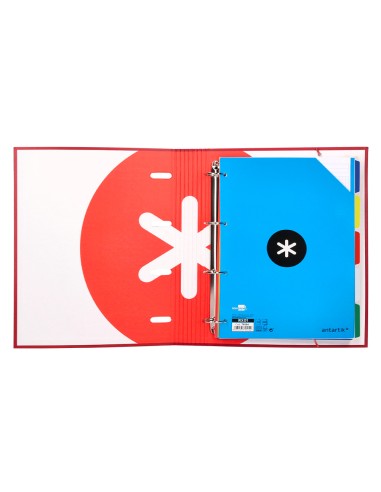 Carpeta con recambio antartik a4 cuadro 5mm forrada 4 anillas 40mm redondas color frambuesa
