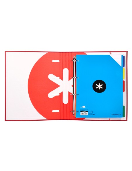 Carpeta con recambio antartik a4 cuadro 5mm forrada 4 anillas 40mm redondas color frambuesa