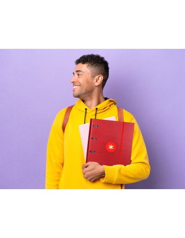 Carpeta con recambio antartik a4 cuadro 5mm forrada 4 anillas 40mm redondas color frambuesa