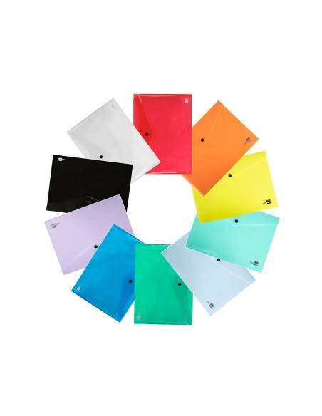 Carpeta liderpapel dossier broche transparente din a4 colores surtidos paquete de 5 retractilado