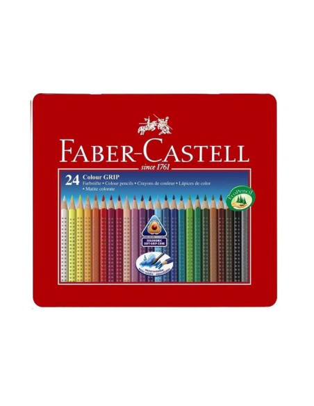 Lapices de colores faber castell acuarelable colour grip triangular caja metalica de 24 colores surtidos