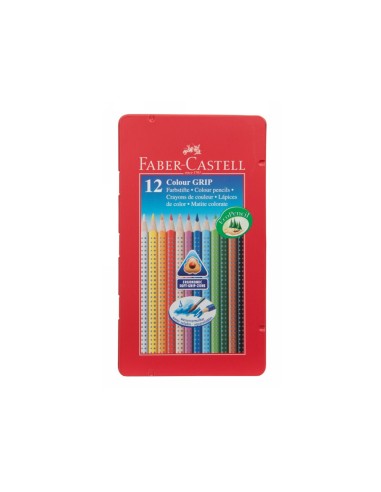 Lapices de colores faber castell acuarelable colour grip triangular caja metalica de 12 colores surtidos