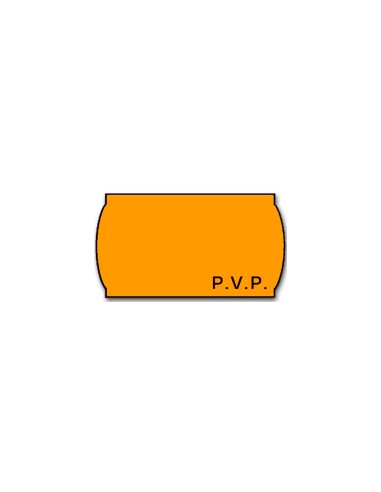 Etiquetas meto onduladas 26x12 mm pvp naranja fluor adh2 rollo 1500 etiquetas para etiquetadora tovel