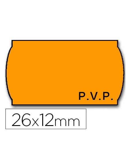 Etiquetas meto onduladas 26x12 mm pvp naranja fluor adh2 rollo 1500 etiquetas para etiquetadora tovel Etiquetas meto onduladas 26x12 mm pvp naranja fluor adh2 rollo 1500 etiquetas para etiquetadora tovel