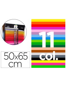 Cartulina guarro 50x65 cm contenido d 25 hojas x 11 colores 185 gr