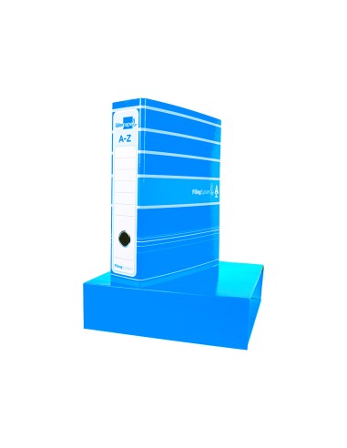 Archivador de palanca liderpap el a4 filing system forrado sin rado lomo 80mm celeste con caja y compresor metalico