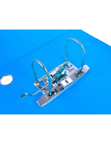 Archivador de palanca liderpap el a4 filing system forrado sin rado lomo 80mm celeste con caja y compresor metalico