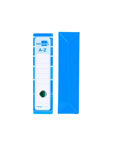 Archivador de palanca liderpap el a4 filing system forrado sin rado lomo 80mm celeste con caja y compresor metalico