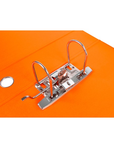 Archivador de palanca liderpap el a4 filing system forrado sin rado lomo 80mm naranja con caja y compresor metalico