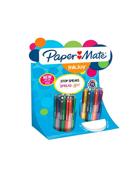 Boligrafo paper mate inkjoy retractil gel pen trazo 07 mm expositor de 60 unidades colores surtidos