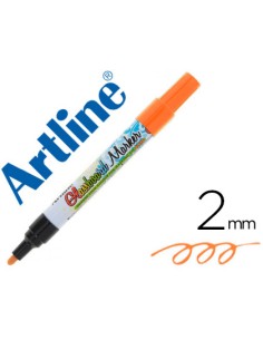 Rotulador artline glass marker especial cristal borrable en seco o humedo color naranja fluor