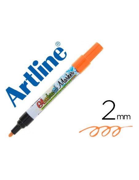 Rotulador artline glass marker especial cristal borrable en seco o humedo color naranja fluor