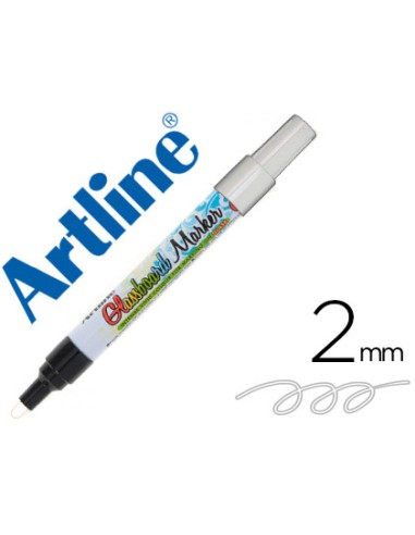 Rotulador artline glass marker especial cristal borrable en seco o humedo color blanco